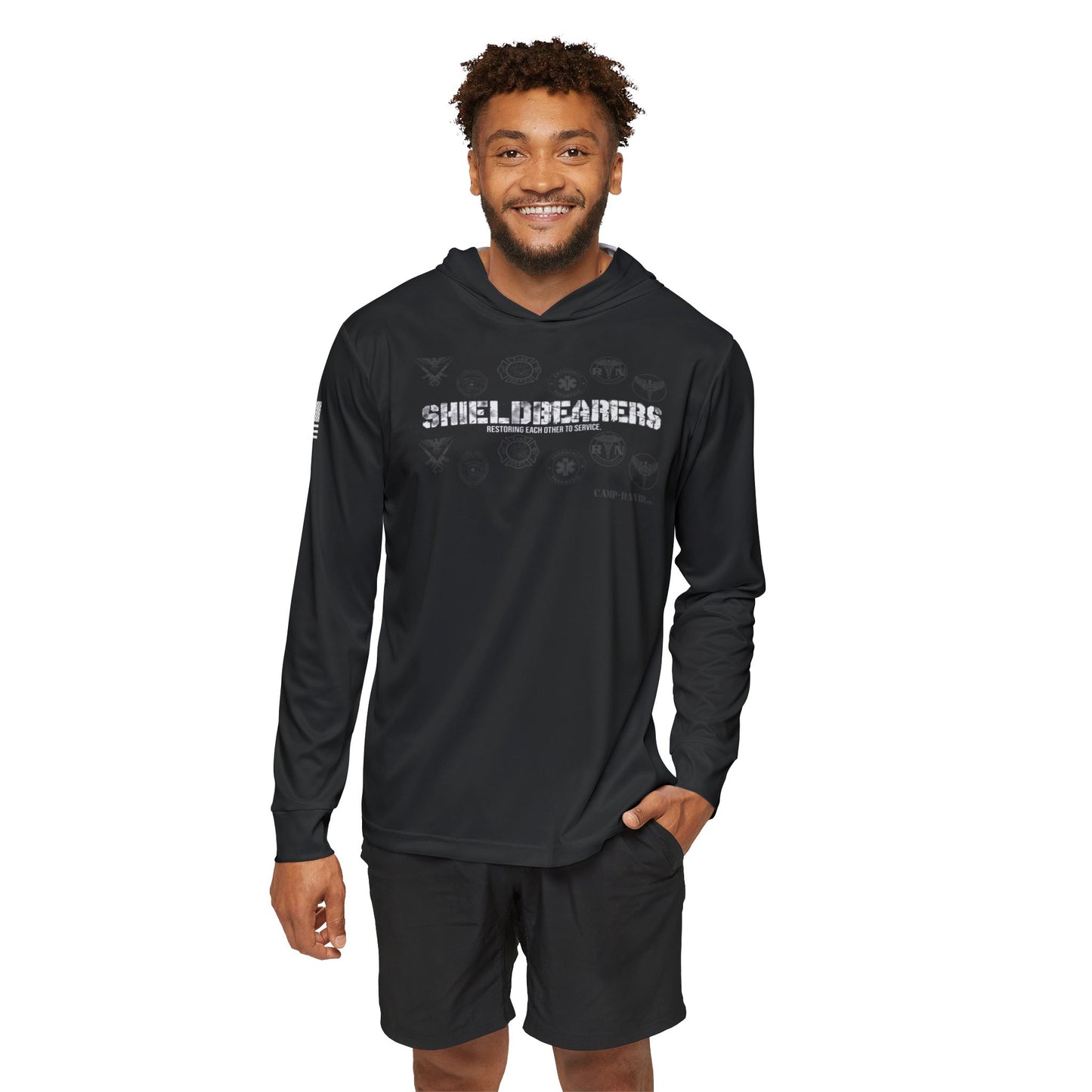 Shieldbearers Blk/Blk Men's Sports Warmup Hoodie (AOP)