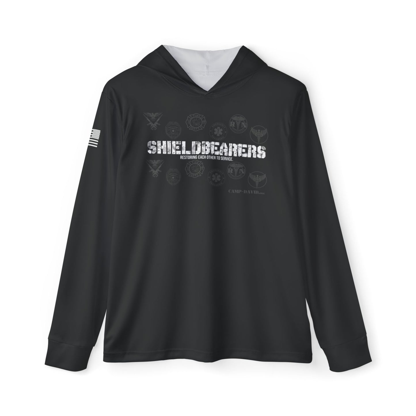 Shieldbearers Blk/Blk Men's Sports Warmup Hoodie (AOP)